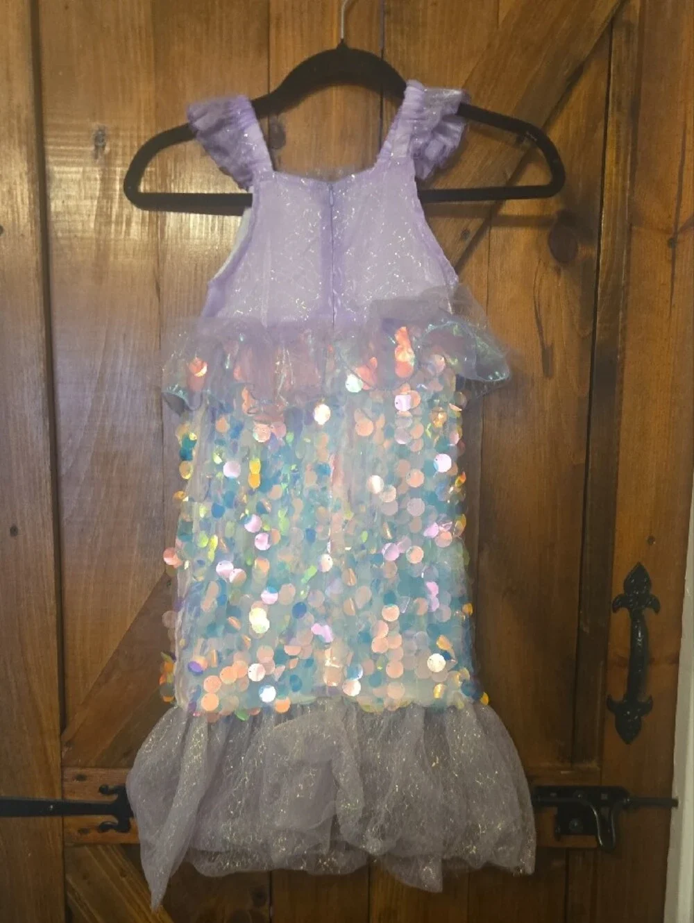 Lilac Mermaid Sequin Kids Costume Dress - Iridescent Purple